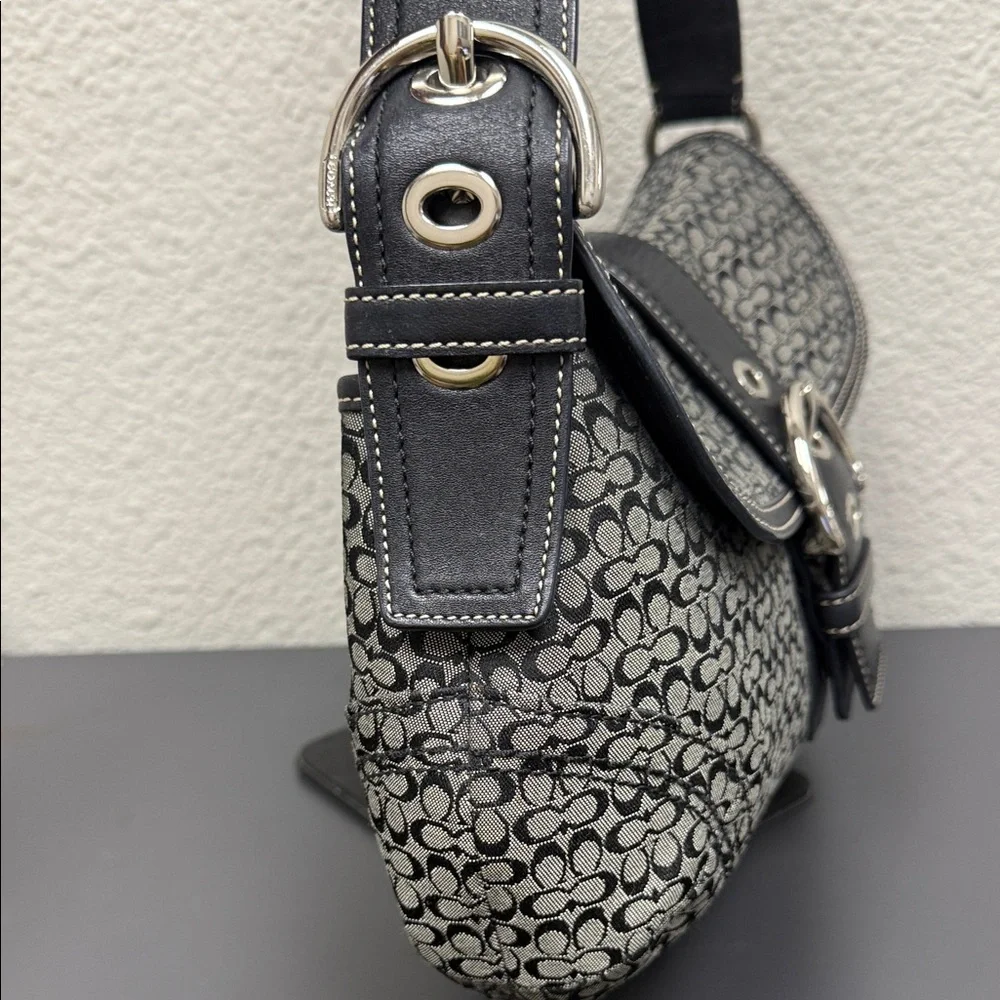 Coach SoHo Buckle Small C Monogram Black and Gray Shoulder/Hobo Bag- EUC